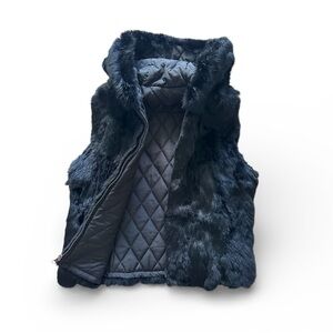 Saks Fifth Avenue Reversible Rabbit Fur Vest, Size S, Black